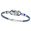 Bracelets | Zancan Gioielli Zancan Kevlar Bracelet With Silver Skull And Nautical Flags. Bleu Aviateur