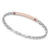 Bracelets | Zancan Gioielli Zancan Silver Curb Chain Bracelet With Tag And Rose Gold Inserts.