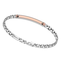 Bracelets | Zancan Gioielli Zancan Silver Curb Chain Bracelet With Tag And Rose Gold Inserts.