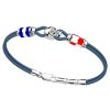 Bracelets | Zancan Gioielli Zancan Kevlar Bracelet With Silver Skull And Nautical Flags. Bleu Aviateur