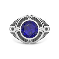 Bagues | Zancan Gioielli Zancan Silver Signet Ring With Central Lapis Lazuli Stone. 18