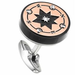 Boutons De Manchette | Zancan Gioielli Zancan Black Steel Cufflinks With Wind Rose.