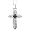 Colliers | Zancan Gioielli Zancan Silver Necklace With Cross Pendant And Black Stones.