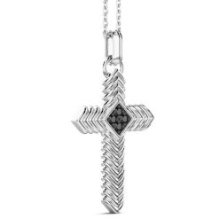 Colliers | Zancan Gioielli Zancan Silver Necklace With Cross Pendant And Black Stones.