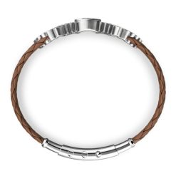 Bracelets | Zancan Gioielli Zancan Bracelet Made From Silver And Leather With Eagle. Marron