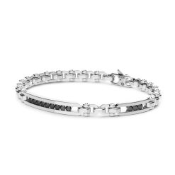 Bracelets | Zancan Gioielli Zancan Silver Link-Only Bracelet With Black Stones. 19