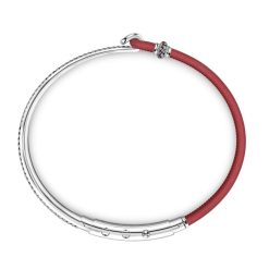 Bracelets | Zancan Gioielli Zancan Silver And Natural Leather Bracelet. Rouge