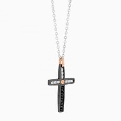 Colliers | Zancan Gioielli Zancan White Gold Necklace With Cross And Diamonds.