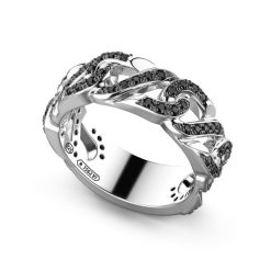 Bagues | Zancan Gioielli Zancan Silver Band Ring With Black Stones. 18