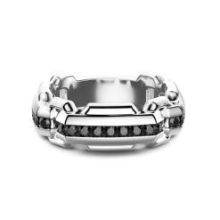 Bagues | Zancan Gioielli Zancan Silver Band Ring With Black Stones. 18