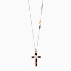 Colliers | Zancan Gioielli Zancan White Gold Necklace With Cross And Diamonds.