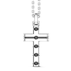 Colliers | Zancan Gioielli Zancan Silver Necklace With Cross Pendant And Black Stones.