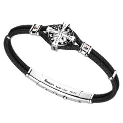 Bracelets | Zancan Gioielli Zancan Kevlar Bracelet With Silver Wind Rose. Noir