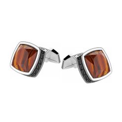 Boutons De Manchette | Zancan Gioielli Zancan Silver Cufflinks With Tiger'S Eye.