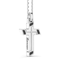 Colliers | Zancan Gioielli Zancan Silver Necklace With Cross Pendant And Black Stones.