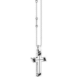 Colliers | Zancan Gioielli Zancan Silver Necklace With Cross Pendant And Black Stones.