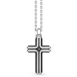 Colliers | Zancan Gioielli Zancan Silver Necklace With Cross Pendant And Black Stone.