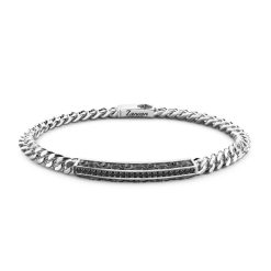 Bracelets | Zancan Gioielli Zancan Silver Curb Chain Bracelet With Tag And Black Stones. 19