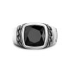 Bagues | Zancan Gioielli White And Black Silver Ring With Natural Onyx. 18