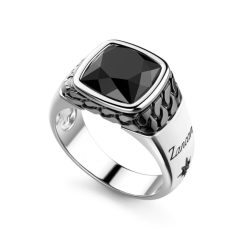 Bagues | Zancan Gioielli White And Black Silver Ring With Natural Onyx. 18