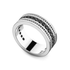 Bagues | Zancan Gioielli Zancan Silver Band Ring With Black Stones. 18