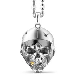 Colliers | Zancan Gioielli Zancan Silver Necklace With Aviator Skull. Blanc