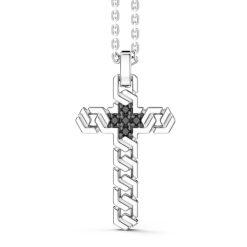 Colliers | Zancan Gioielli Zancan Silver Necklace With Cross Pendant And Black Stones.