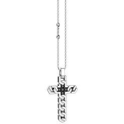 Colliers | Zancan Gioielli Zancan Silver Necklace With Cross Pendant And Black Stones.