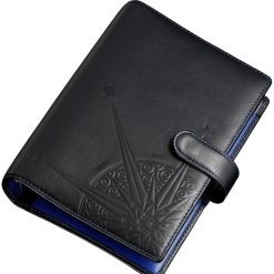 Maroquinerie | Zancan Gioielli Organizer Made From Black Leather With Blue Interior.