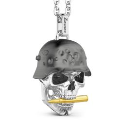 Colliers | Zancan Gioielli Zancan Silver Necklace With Soldier Skull Pendant. Noir