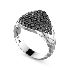 Bagues | Zancan Gioielli Zancan Silver Ring With Black Stones. 18