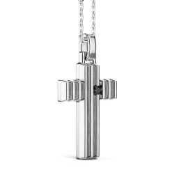 Colliers | Zancan Gioielli Zancan Silver Necklace With Cross Pendant And Black Stone.