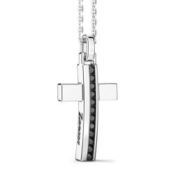 Colliers | Zancan Gioielli Zancan Silver Necklace With Cross Pendant And Black Stones.