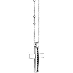 Colliers | Zancan Gioielli Zancan Silver Necklace With Cross Pendant And Black Stones.