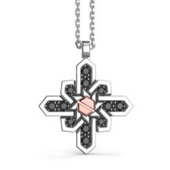 Colliers | Zancan Gioielli Zancan Silver Necklace With Wind Rose Pendant, Stones And Rose Gold Screw