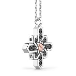 Colliers | Zancan Gioielli Zancan Silver Necklace With Wind Rose Pendant, Stones And Rose Gold Screw