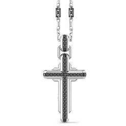 Colliers | Zancan Gioielli Zancan Silver Necklace With Cross Pendant And Black Stones.