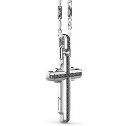 Colliers | Zancan Gioielli Zancan Silver Necklace With Cross Pendant And Black Stones.