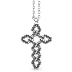 Colliers | Zancan Gioielli Zancan Silver Necklace With Cross Pendant And Black Stones.