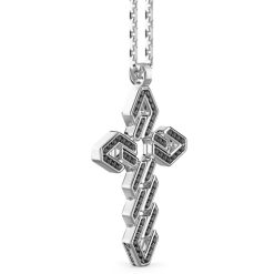 Colliers | Zancan Gioielli Zancan Silver Necklace With Cross Pendant And Black Stones.