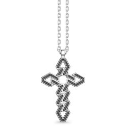 Colliers | Zancan Gioielli Zancan Silver Necklace With Cross Pendant And Black Stones.