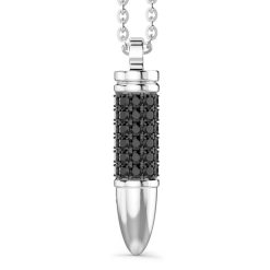 Colliers | Zancan Gioielli Zancan Silver Bullet Necklace With Black Stones.