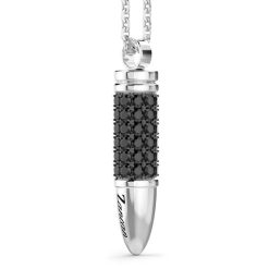 Colliers | Zancan Gioielli Zancan Silver Bullet Necklace With Black Stones.