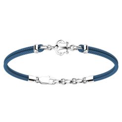 Bracelets | Zancan Gioielli Zancan Kevlar Bracelet With Silver Anchor. Bleu Aviateur