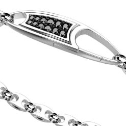 Bracelets | Zancan Gioielli Zancan Silver Link-Only Bracelet With Black Stones. 19