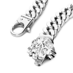 Bracelets | Zancan Gioielli Zancan Silver Curb Chain Bracelet With Lion Head Closure.