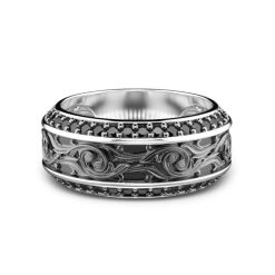 Bagues | Zancan Gioielli Zancan Silver Band Ring With Black Stones. 18