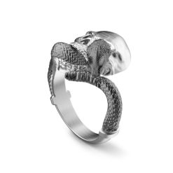 Bagues | Zancan Gioielli Zancan Silver Ring With Skull And Serpent. 18