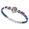 Bracelets | Zancan Gioielli Zancan Kevlar Bracelet With Silver Wind Rose And Red Stone. Bleu Aviateur