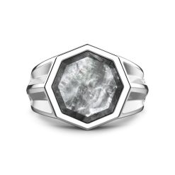 Bagues | Zancan Gioielli Zancan Silver Signet Ring With Mother Of Pearl. 18